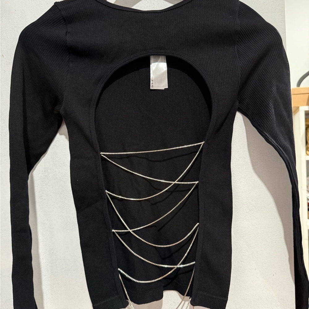 Zara Black Ribbed Women's Top - Picture 2 of 3